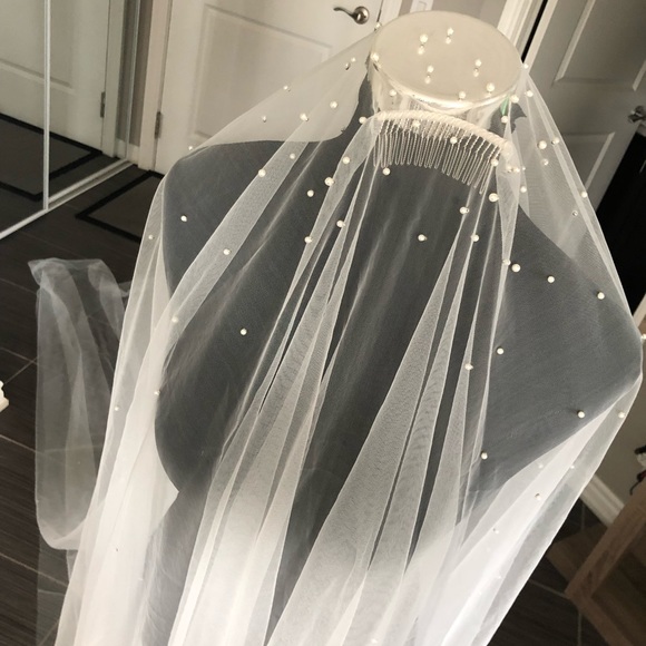 Dresses & Skirts - Custom Ivory Cathedral Veil With Blusher & Pearls